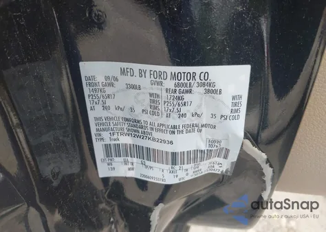 2007 Ford F-150 Xlt from USA, damaged, VIN 1FTRW12W27KB22936